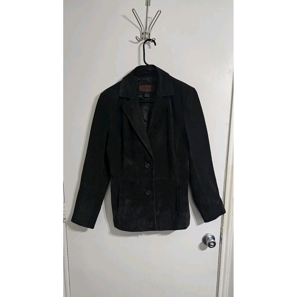 Siena Genuine Leather Suede Jacket Womens Sz 10 Brown Minimalist Classic Pockets